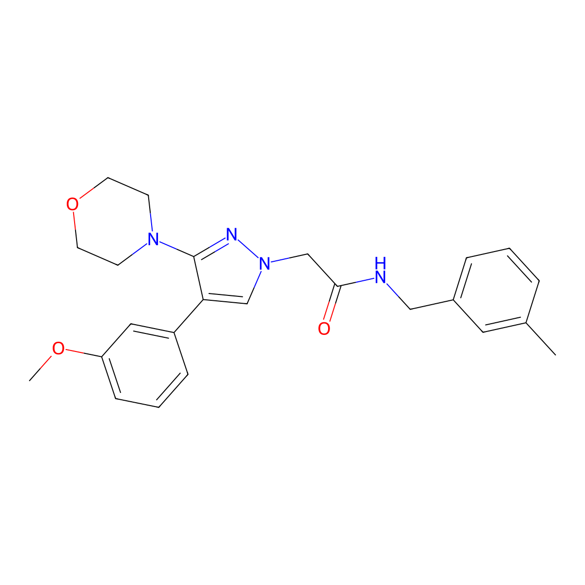2-(4-(3-methoxyphenyl)-3-morpholino-1H-pyrazol-1-yl)-N-(3-methylbenzyl)acetamide molecular structure, CAS 1286713-25-4