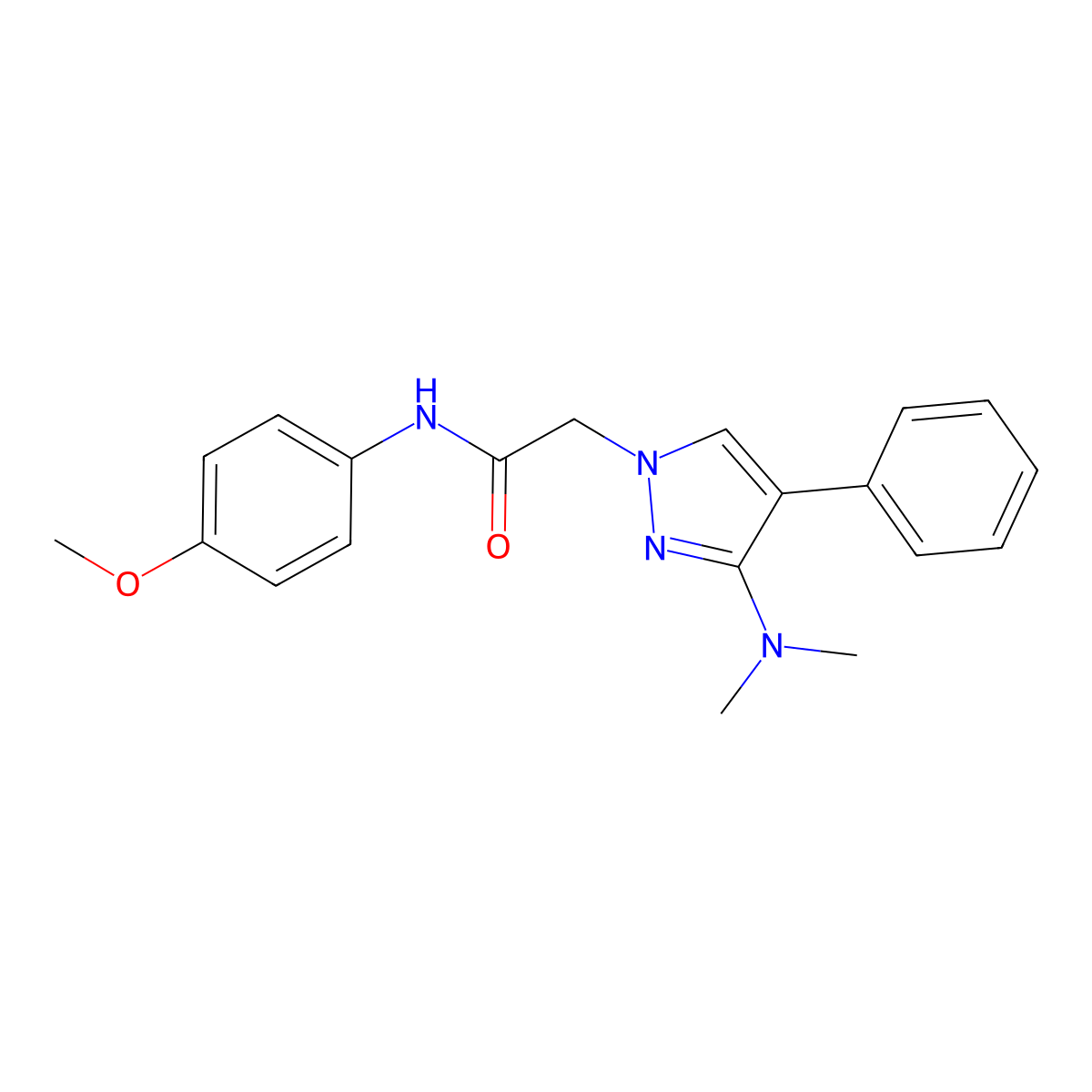 2-(3-(dimethylamino)-4-phenyl-1H-pyrazol-1-yl)-N-(4-methoxyphenyl)acetamide molecular structure, CAS 1286713-29-8