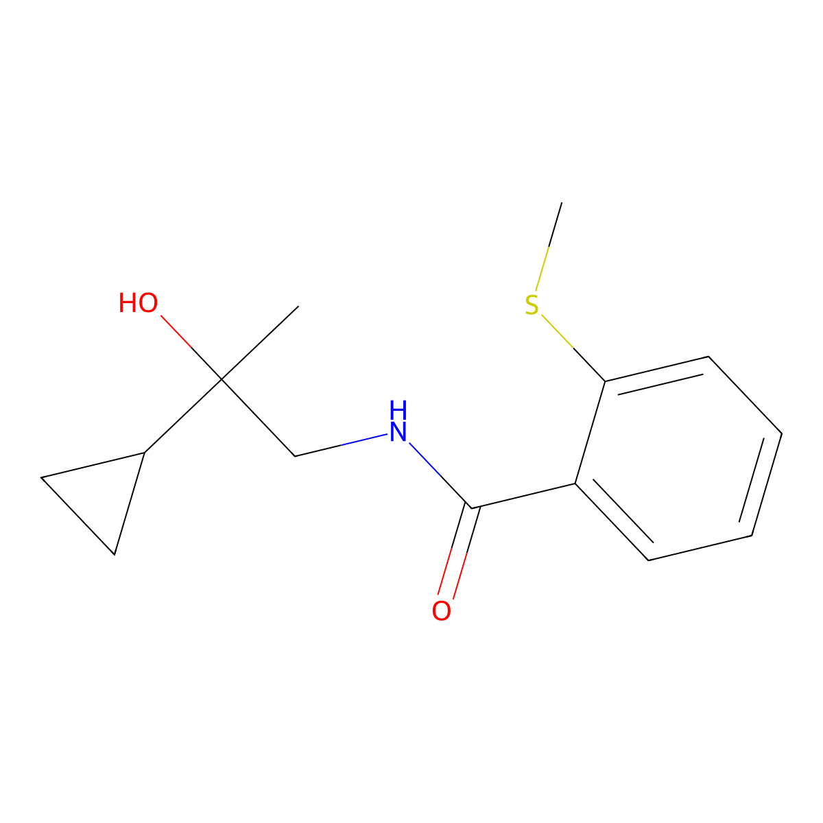 N-(2-cyclopropyl-2-hydroxypropyl)-2-(methylsulfanyl)benzamide molecular structure, CAS 1286713-31-2