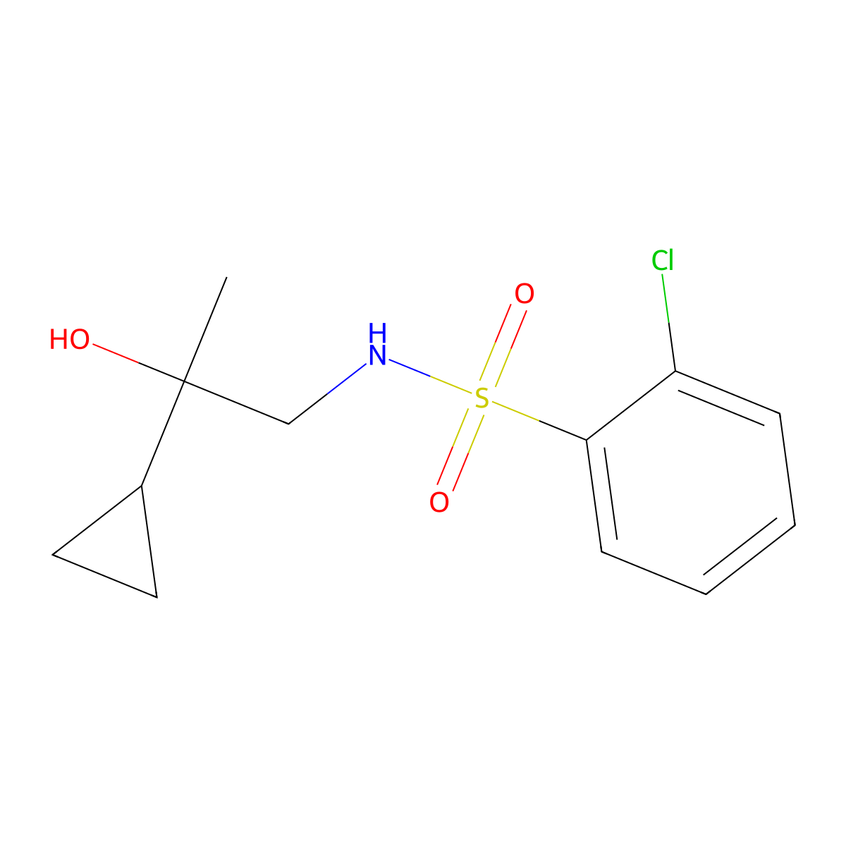 2-chloro-N-(2-cyclopropyl-2-hydroxypropyl)benzenesulfonamide molecular structure, CAS 1286713-35-6