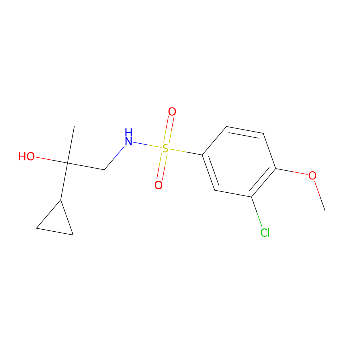 3-chloro-N-(2-cyclopropyl-2-hydroxypropyl)-4-methoxybenzenesulfonamide molecular structure, CAS 1286713-36-7