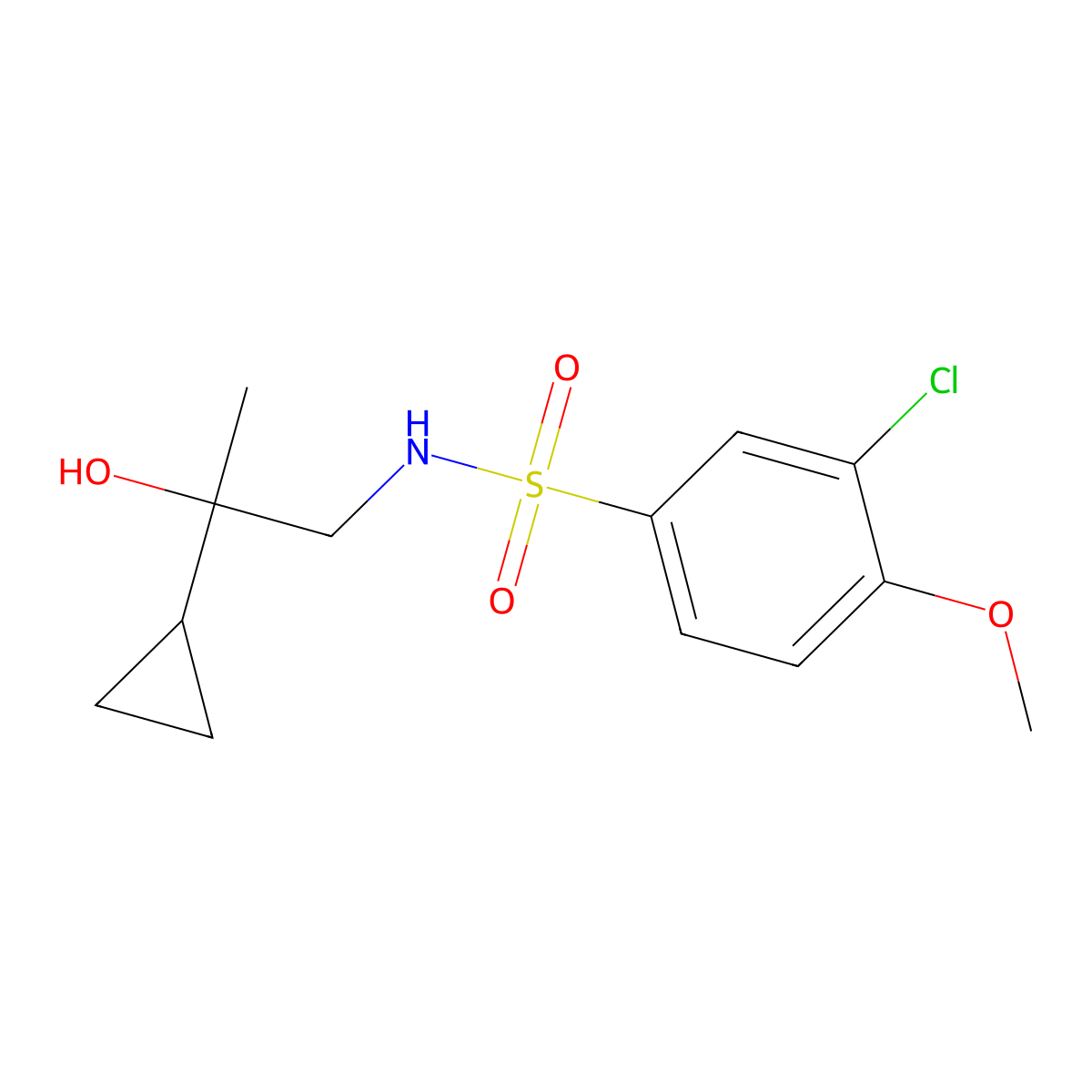 3-chloro-N-(2-cyclopropyl-2-hydroxypropyl)-4-methoxybenzenesulfonamide molecular structure, CAS 1286713-36-7