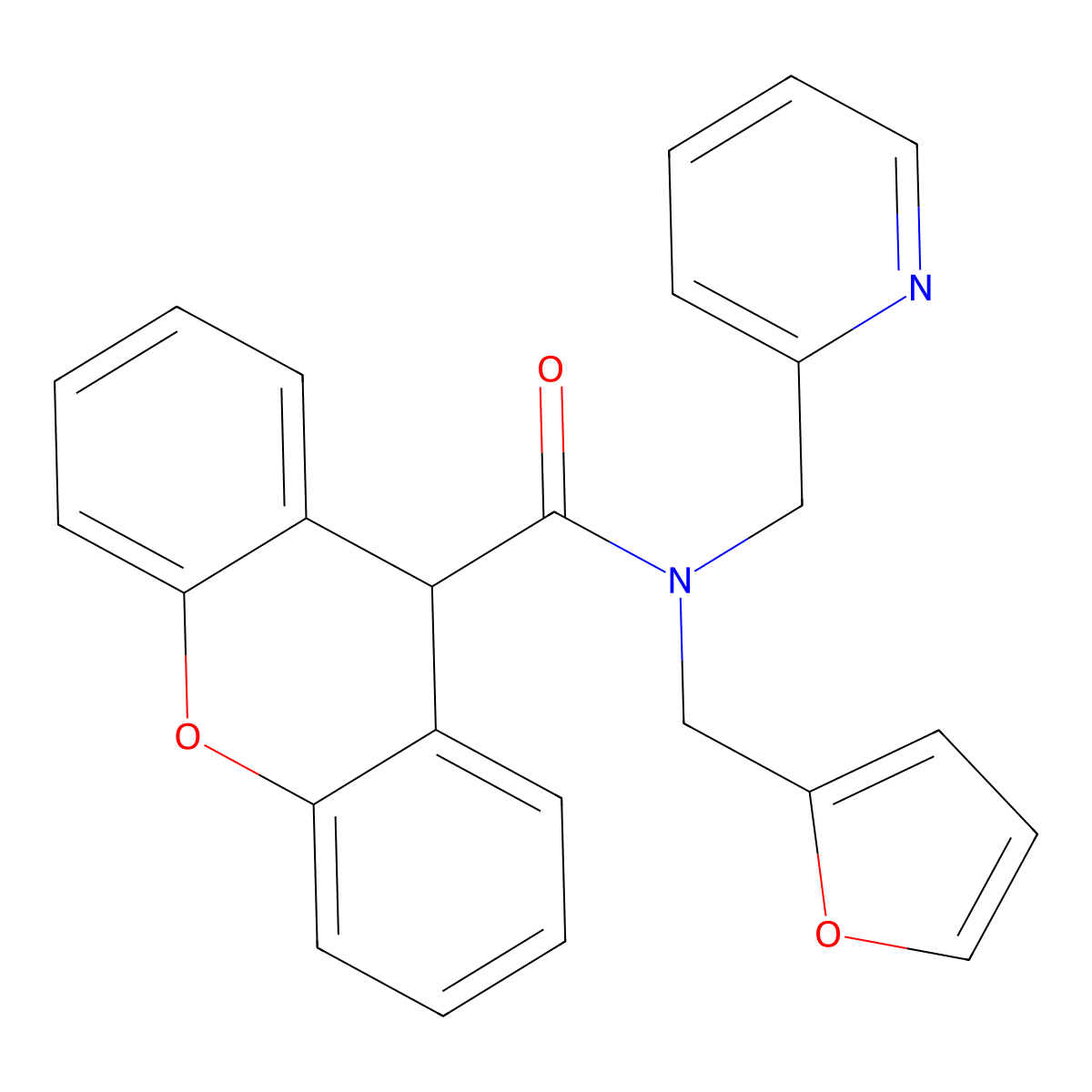 N-(furan-2-ylmethyl)-N-(pyridin-2-ylmethyl)-9H-xanthene-9-carboxamide molecular structure, CAS 1286713-59-4