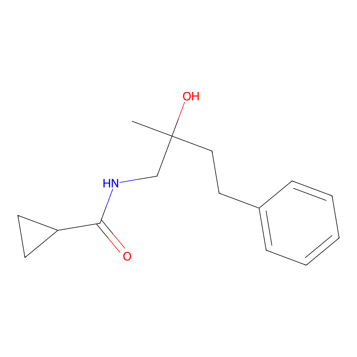 N-(2-hydroxy-2-methyl-4-phenylbutyl)cyclopropanecarboxamide molecular structure, CAS 1286713-64-1