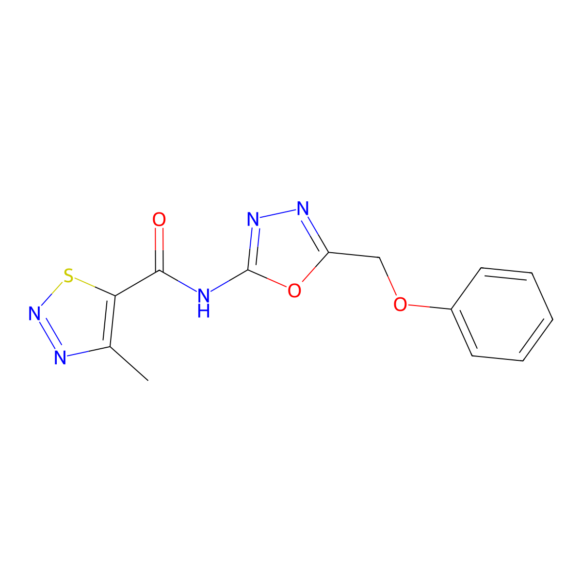 4-methyl-N-(5-(phenoxymethyl)-1,3,4-oxadiazol-2-yl)-1,2,3-thiadiazole-5-carboxamide molecular structure, CAS 1286713-68-5