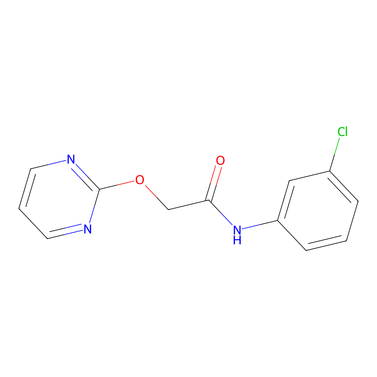 N-(3-chlorophenyl)-2-(pyrimidin-2-yloxy)acetamide molecular structure, CAS 1286713-71-0