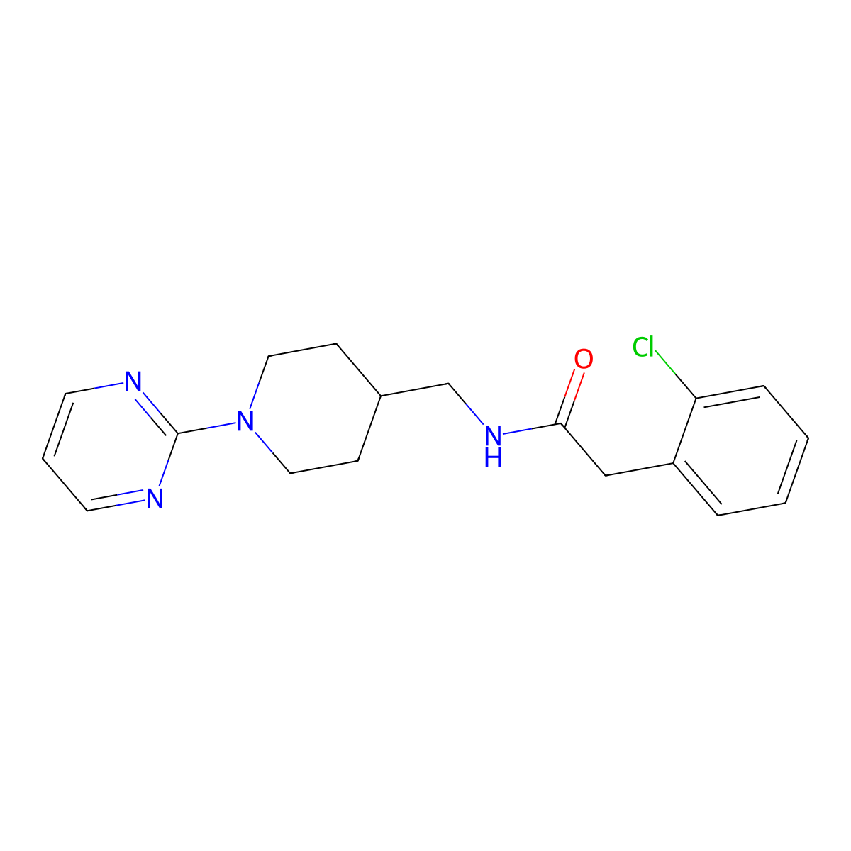 2-(2-chlorophenyl)-N-{[1-(pyrimidin-2-yl)piperidin-4-yl]methyl}acetamide molecular structure, CAS 1286713-72-1