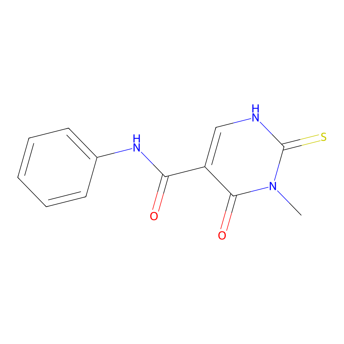 2-mercapto-1-methyl-6-oxo-N-phenyl-1,6-dihydropyrimidine-5-carboxamide molecular structure, CAS 1286713-73-2