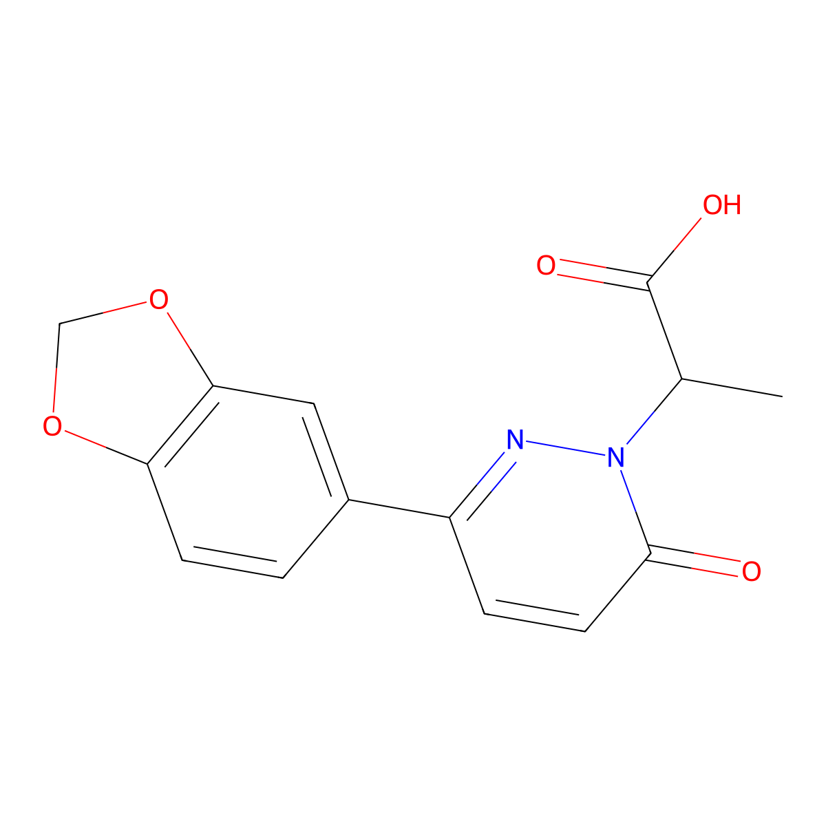2-(3-(benzo[d][1,3]dioxol-5-yl)-6-oxopyridazin-1(6H)-yl)propanoic acid molecular structure, CAS 1286713-78-7