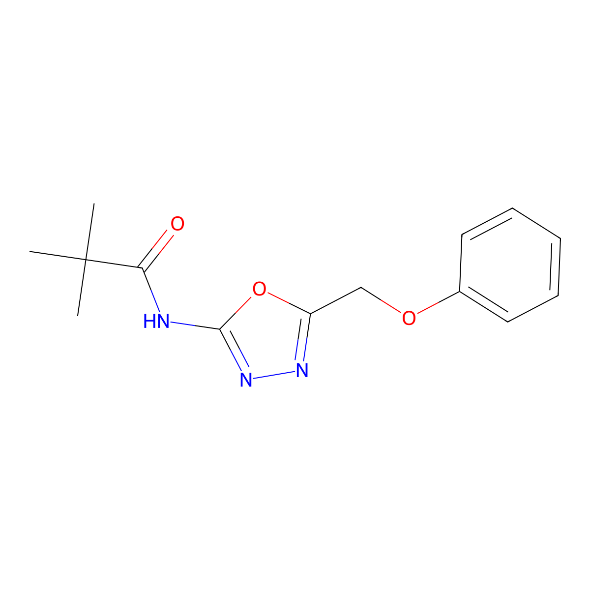 N-(5-(phenoxymethyl)-1,3,4-oxadiazol-2-yl)pivalamide molecular structure, CAS 1286713-80-1