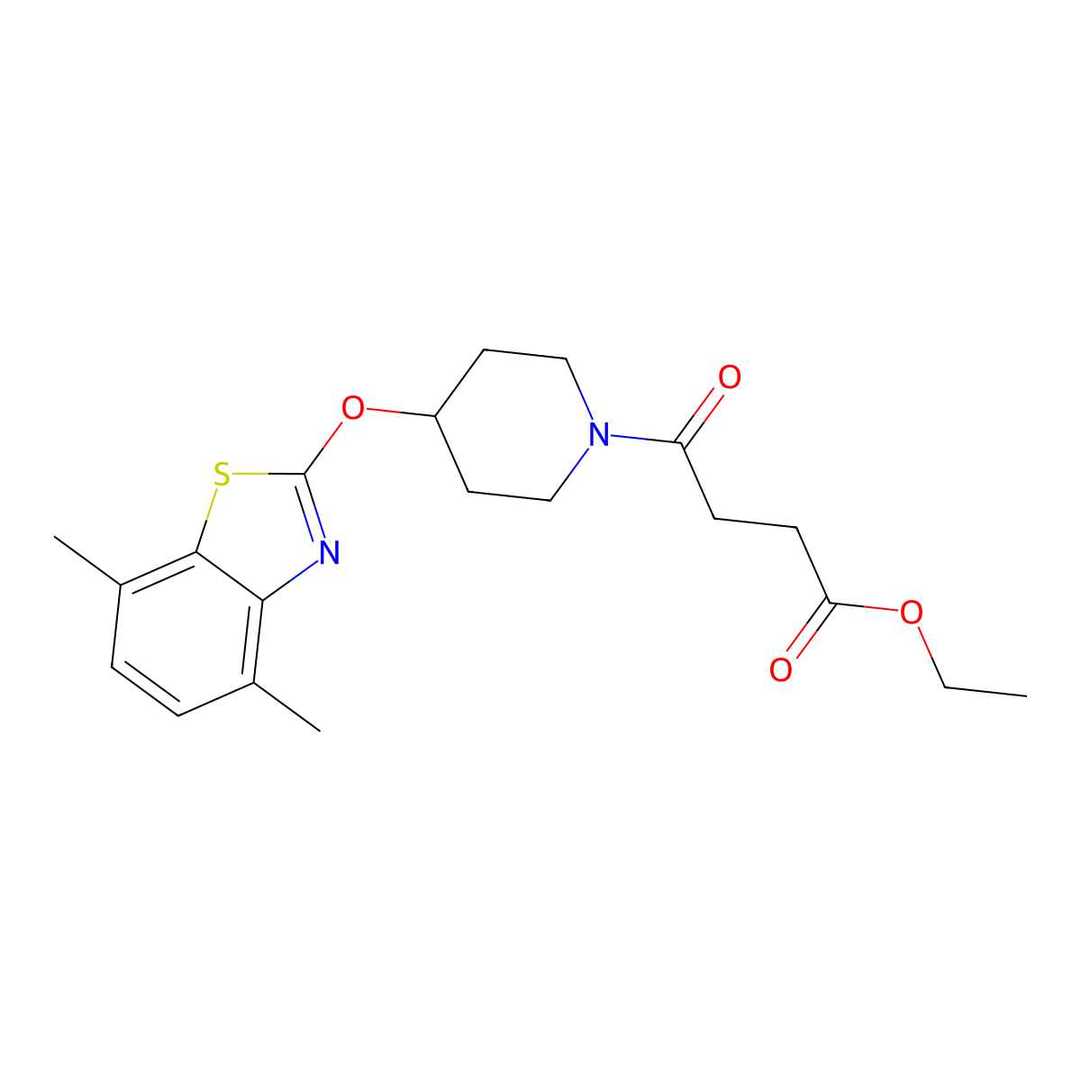 Ethyl 4-(4-((4,7-dimethylbenzo[d]thiazol-2-yl)oxy)piperidin-1-yl)-4-oxobutanoate molecular structure, CAS 1286713-81-2