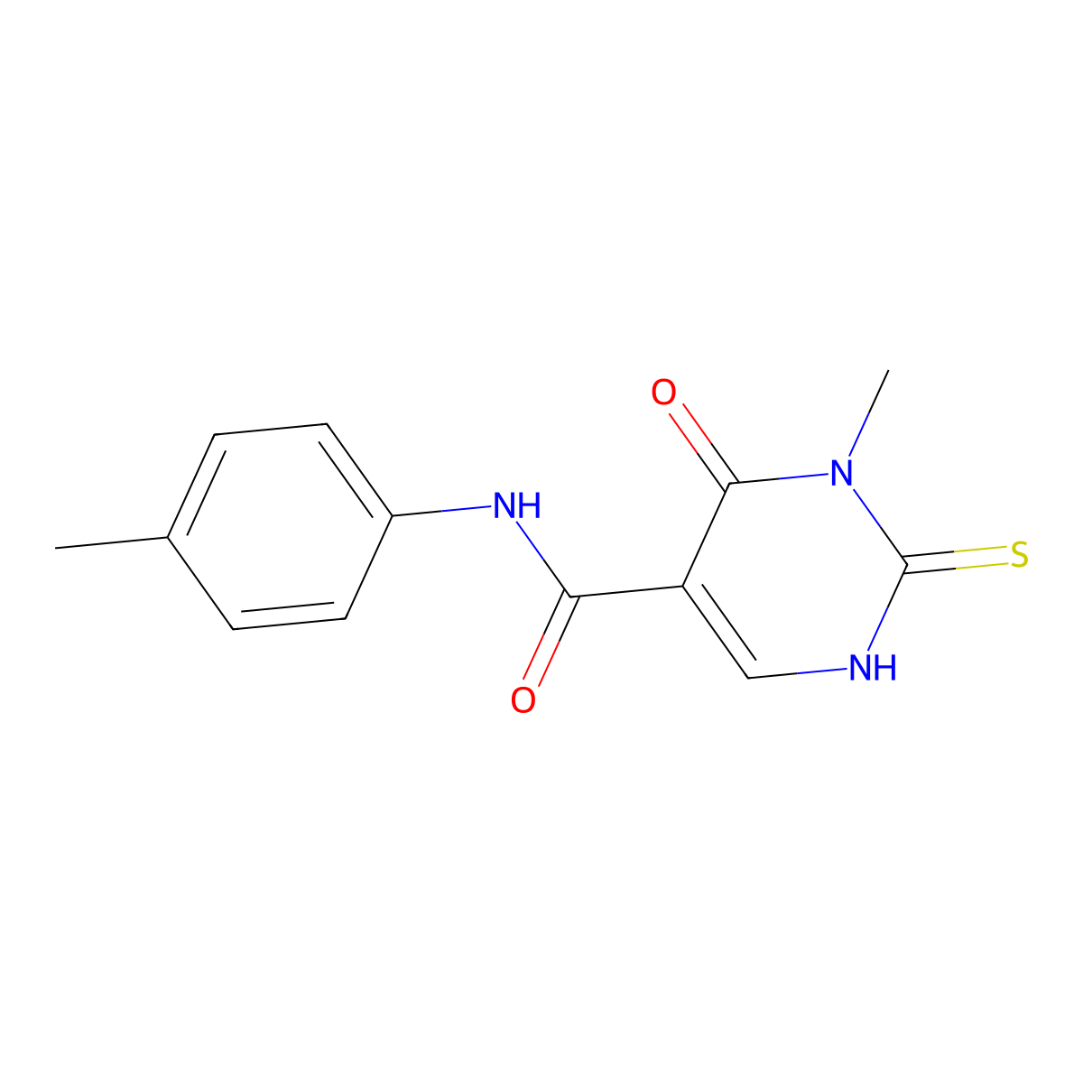 3-methyl-4-oxo-2-thioxo-N-(p-tolyl)-1,2,3,4-tetrahydropyrimidine-5-carboxamide molecular structure, CAS 1286713-82-3