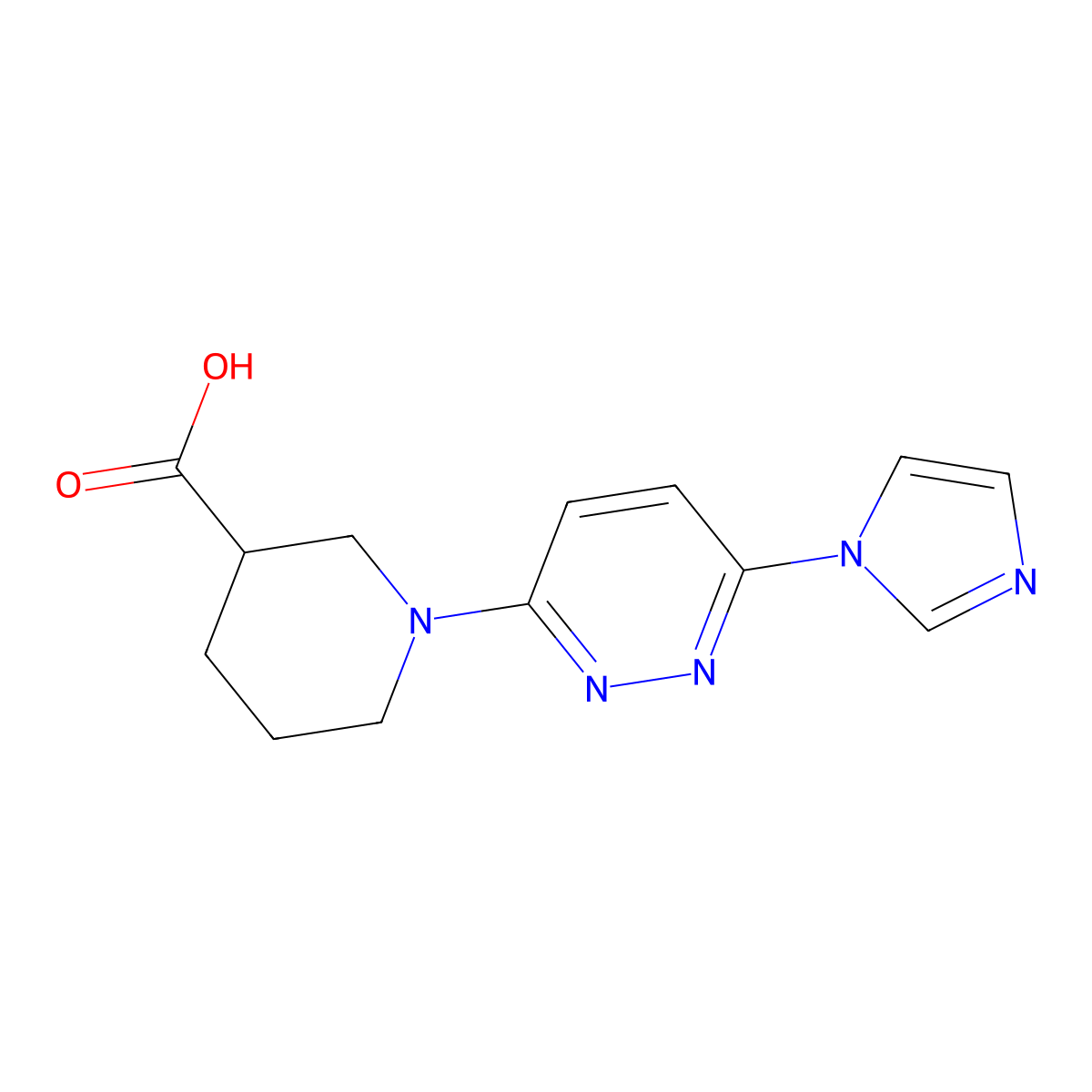 1-[6-(1H-imidazol-1-yl)pyridazin-3-yl]piperidine-3-carboxylic acid molecular structure, CAS 1286713-83-4