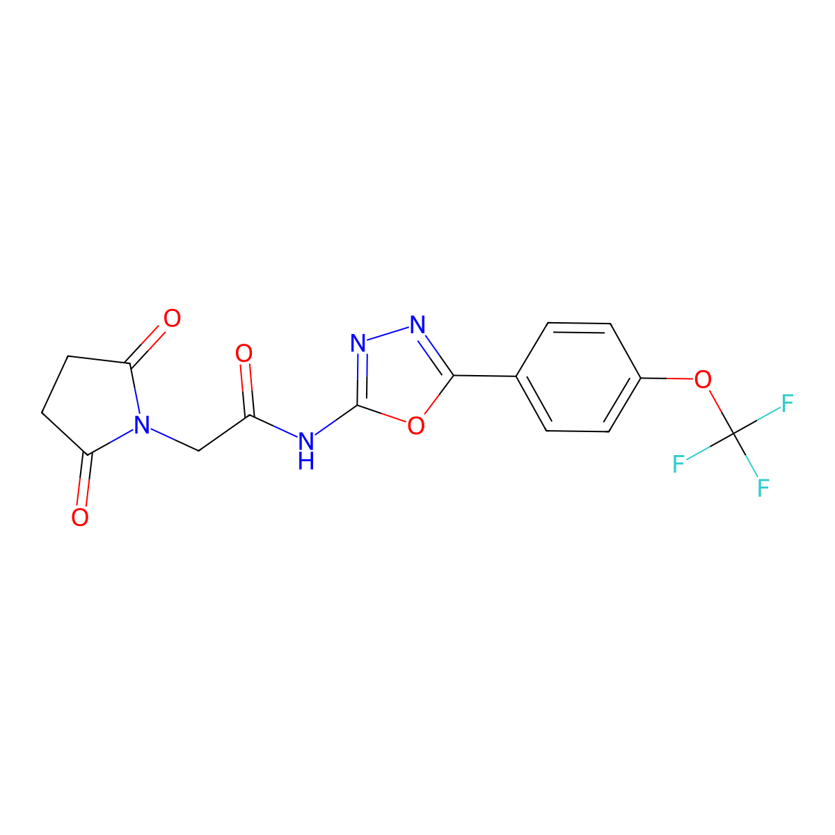 2-(2,5-dioxopyrrolidin-1-yl)-N-(5-(4-(trifluoromethoxy)phenyl)-1,3,4-oxadiazol-2-yl)acetamide molecular structure, CAS 1286713-86-7