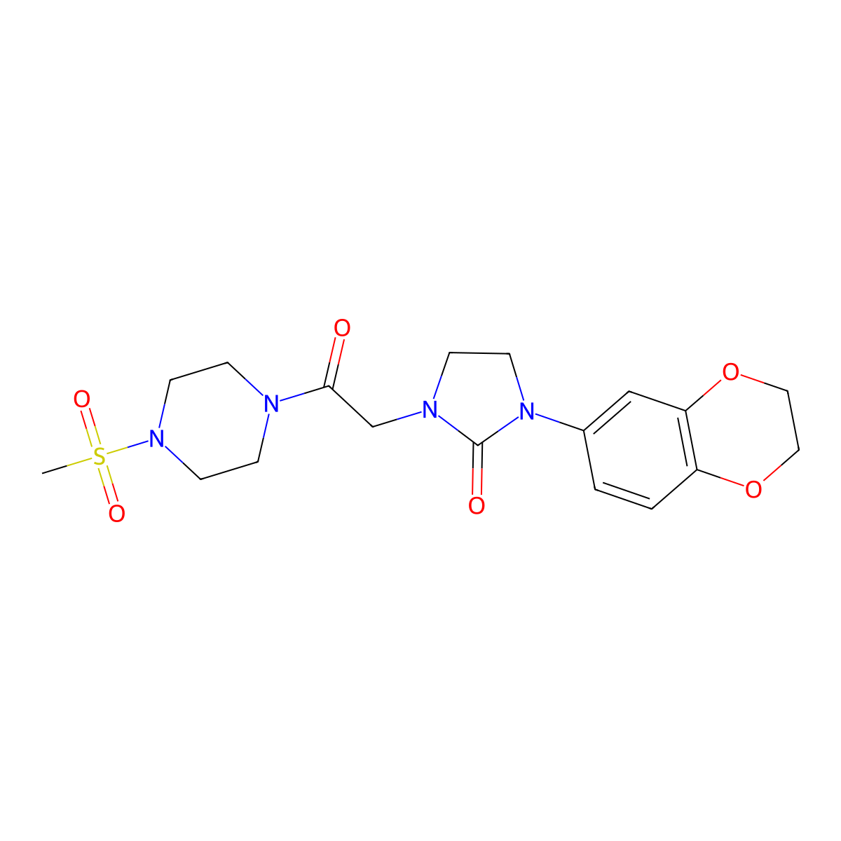 1-(2,3-Dihydrobenzo[b][1,4]dioxin-6-yl)-3-(2-(4-(methylsulfonyl)piperazin-1-yl)-2-oxoethyl)imidazolidin-2-one molecular structure, CAS 1286713-94-7