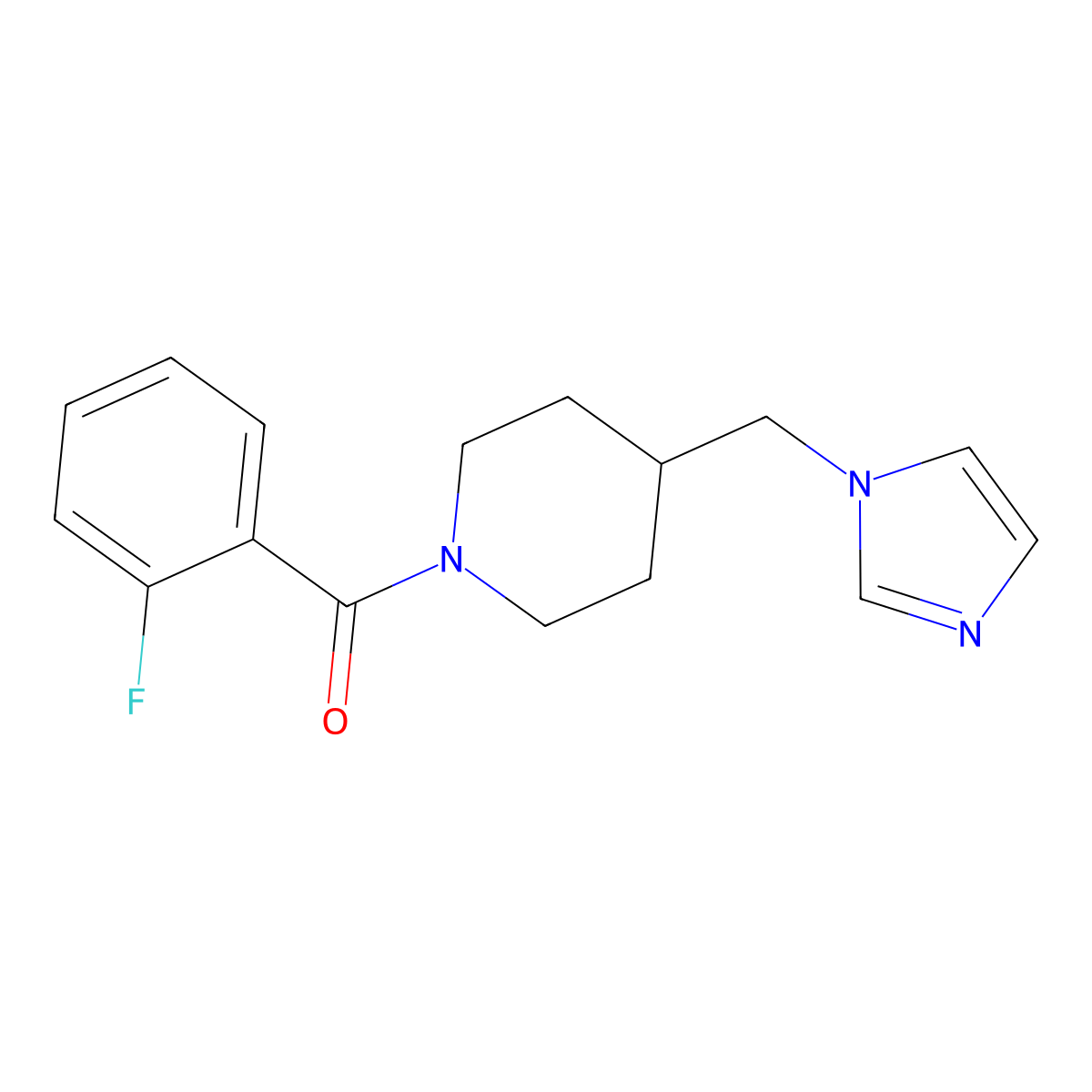 (4-((1H-imidazol-1-yl)methyl)piperidin-1-yl)(2-fluorophenyl)methanone molecular structure, CAS 1286713-96-9
