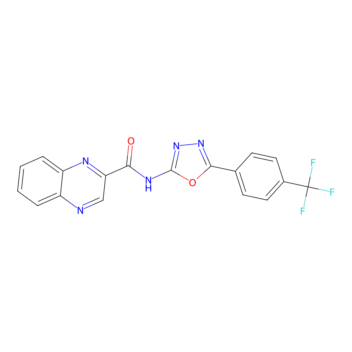 N-{5-[4-(trifluoromethyl)phenyl]-1,3,4-oxadiazol-2-yl}quinoxaline-2-carboxamide molecular structure, CAS 1286713-97-0
