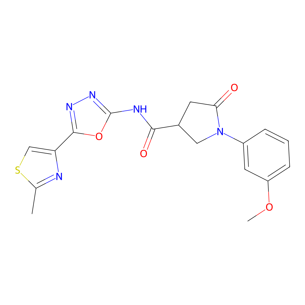 1-(3-methoxyphenyl)-N-(5-(2-methylthiazol-4-yl)-1,3,4-oxadiazol-2-yl)-5-oxopyrrolidine-3-carboxamide molecular structure, CAS 1286713-98-1