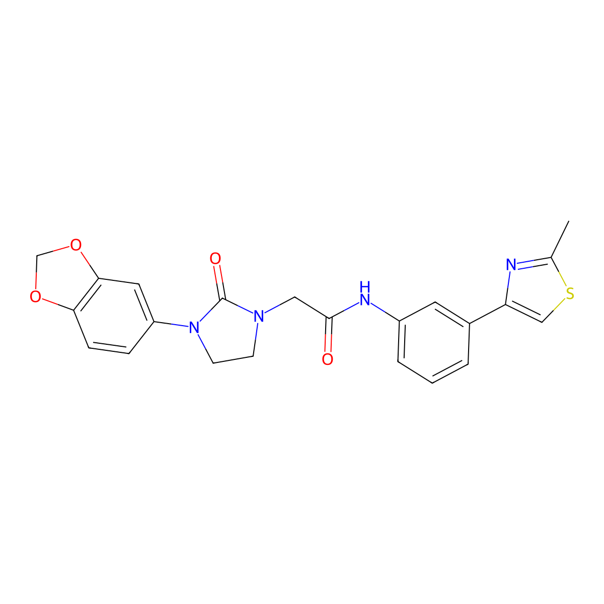 2-(3-(benzo[d][1,3]dioxol-5-yl)-2-oxoimidazolidin-1-yl)-N-(3-(2-methylthiazol-4-yl)phenyl)acetamide molecular structure, CAS 1286714-04-2