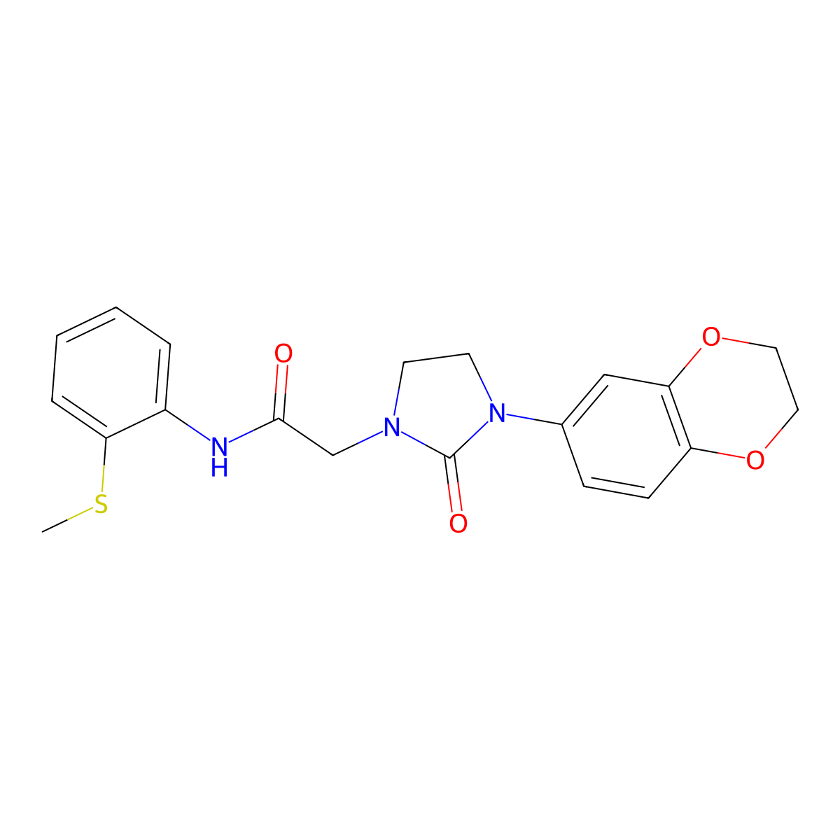 2-(3-(2,3-dihydrobenzo[b][1,4]dioxin-6-yl)-2-oxoimidazolidin-1-yl)-N-(2-(methylthio)phenyl)acetamide molecular structure, CAS 1286714-09-7
