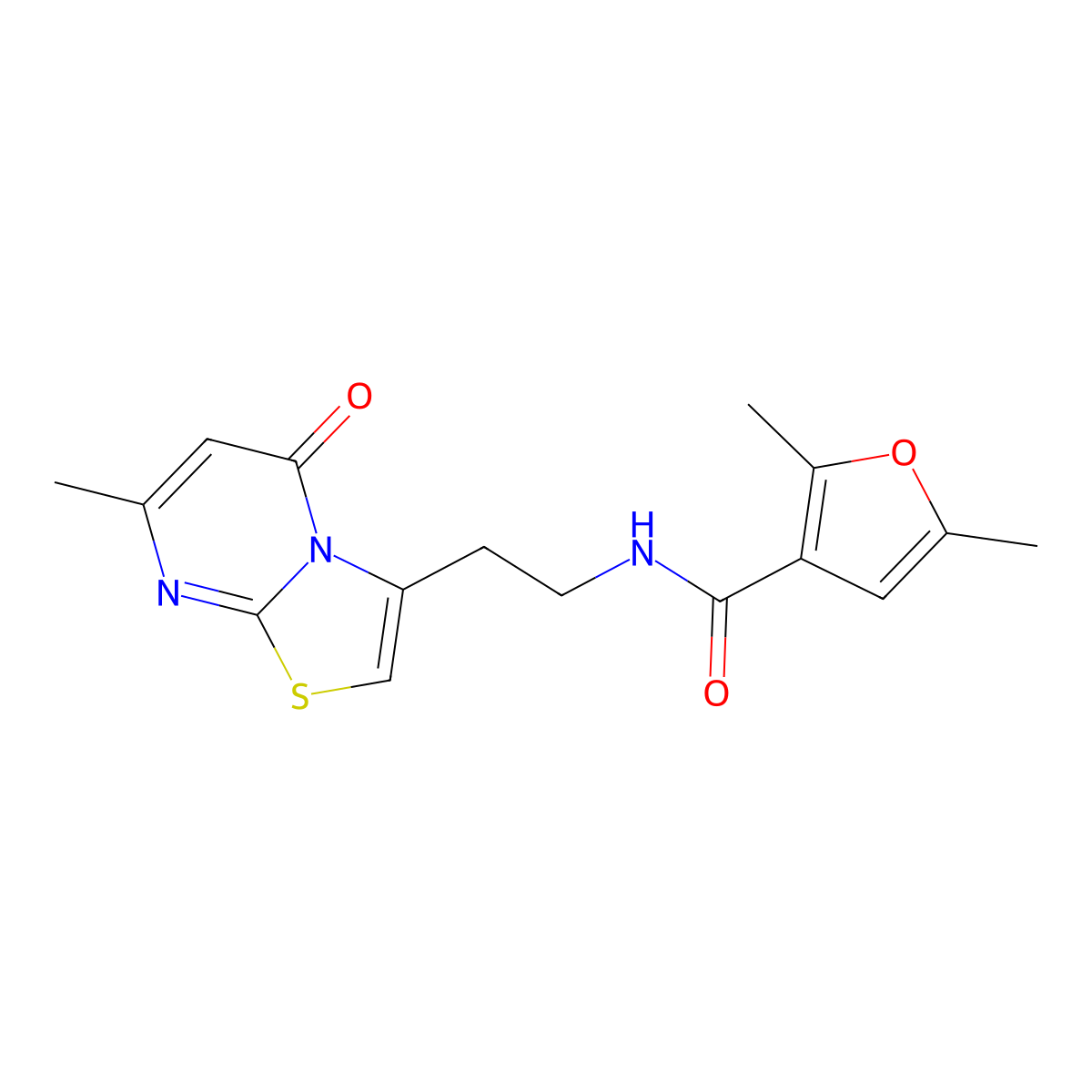 2,5-dimethyl-N-(2-(7-methyl-5-oxo-5H-thiazolo[3,2-a]pyrimidin-3-yl)ethyl)furan-3-carboxamide molecular structure, CAS 1286714-21-3