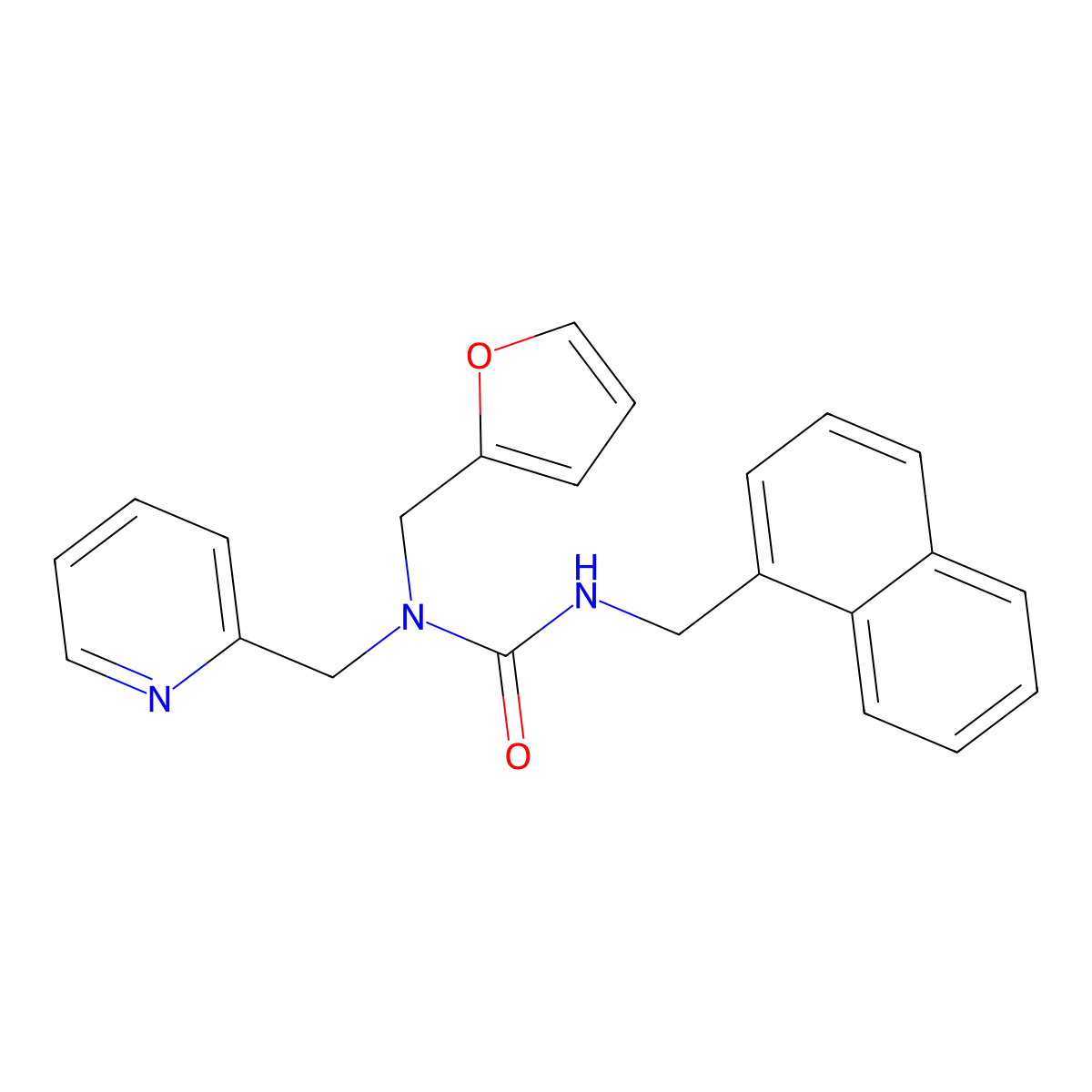 1-(Furan-2-ylmethyl)-3-(naphthalen-1-ylmethyl)-1-(pyridin-2-ylmethyl)urea molecular structure, CAS 1286714-26-8