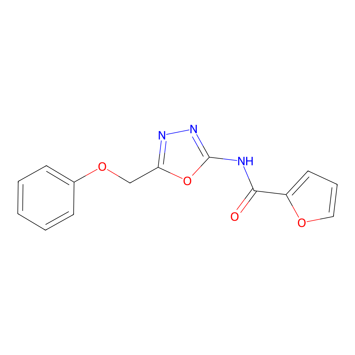 N-[5-(phenoxymethyl)-1,3,4-oxadiazol-2-yl]furan-2-carboxamide molecular structure, CAS 1286714-28-0