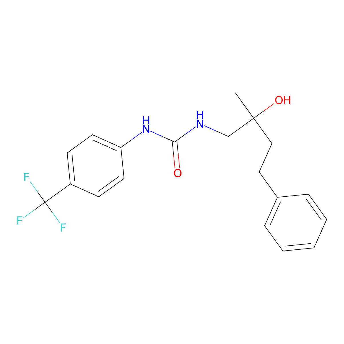 1-(2-Hydroxy-2-methyl-4-phenylbutyl)-3-[4-(trifluoromethyl)phenyl]urea molecular structure, CAS 1286714-34-8