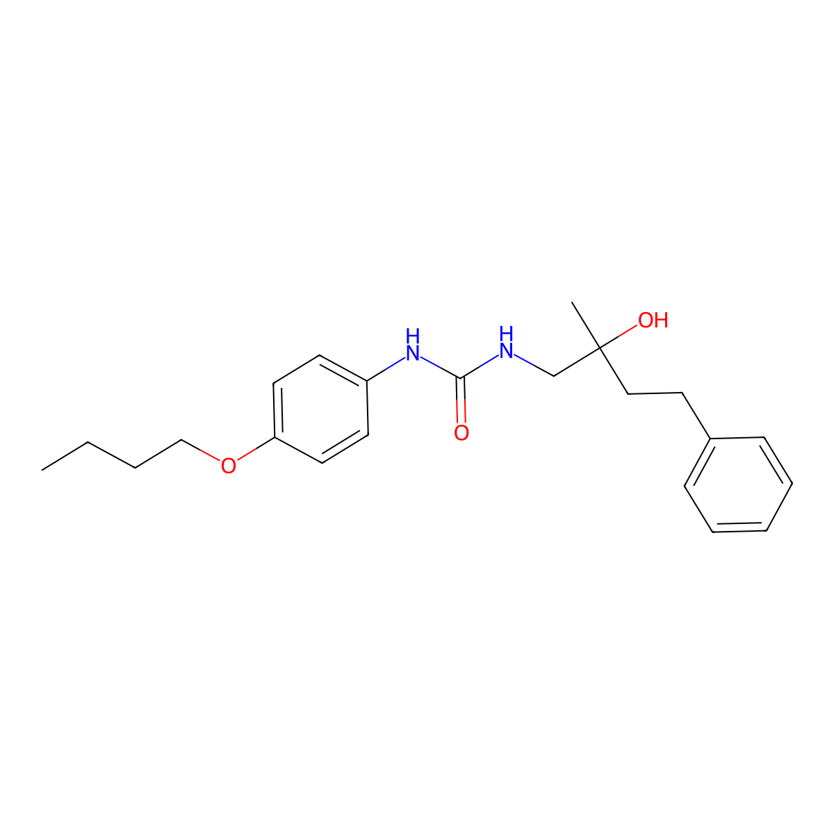 1-(4-Butoxyphenyl)-3-(2-hydroxy-2-methyl-4-phenylbutyl)urea molecular structure, CAS 1286714-37-1
