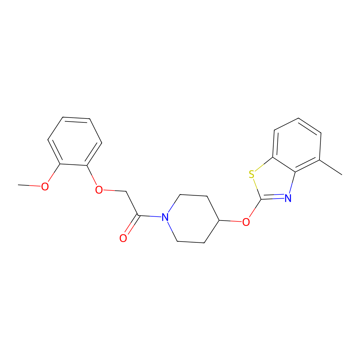 2-(2-Methoxyphenoxy)-1-(4-((4-methylbenzo[d]thiazol-2-yl)oxy)piperidin-1-yl)ethanone molecular structure, CAS 1286714-44-0