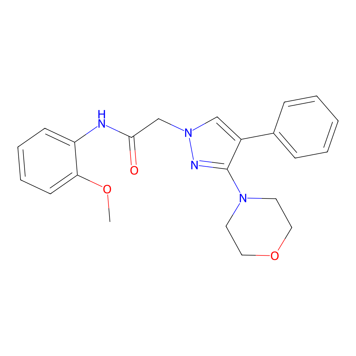 N-(2-methoxyphenyl)-2-(3-morpholino-4-phenyl-1H-pyrazol-1-yl)acetamide molecular structure, CAS 1286714-54-2