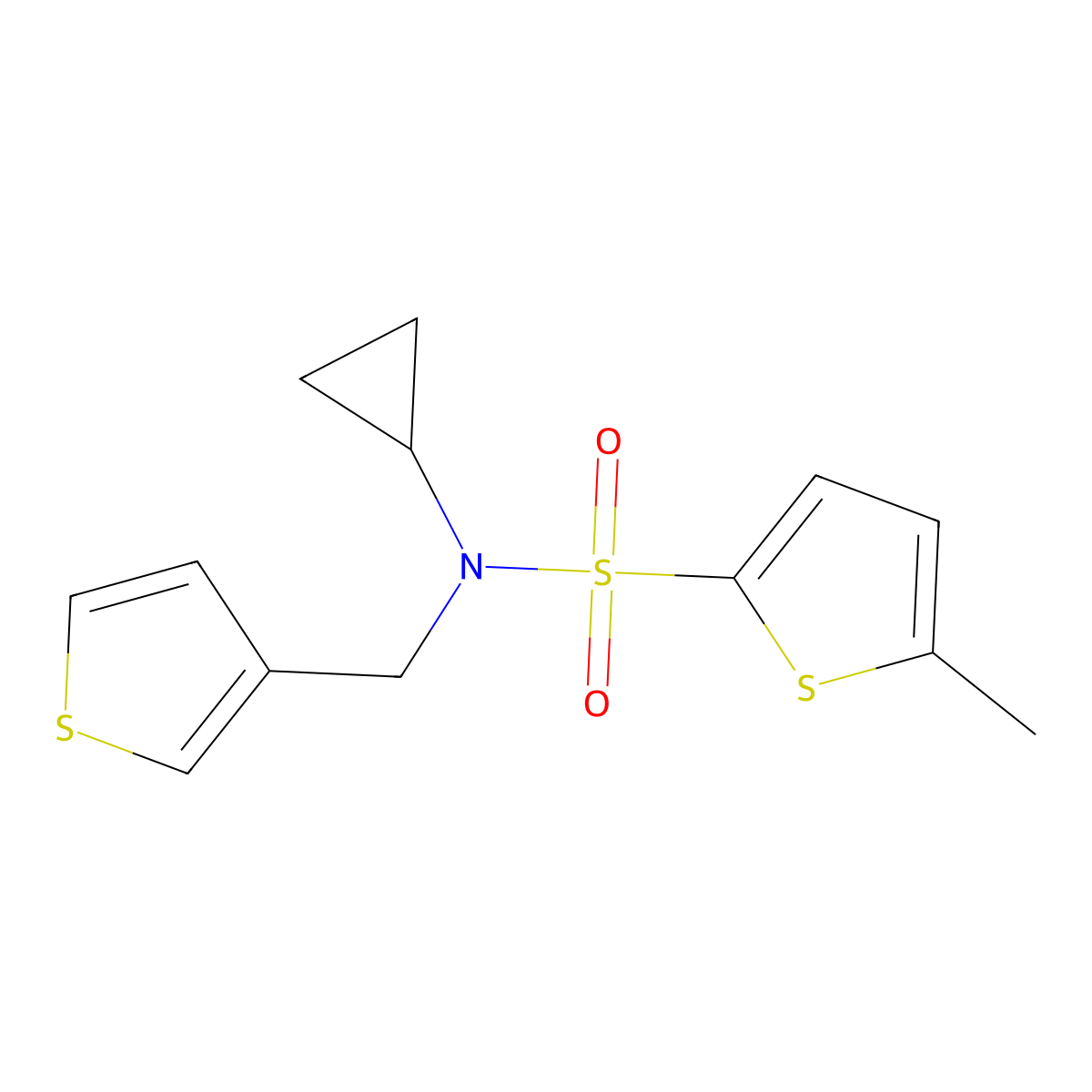N-cyclopropyl-5-methyl-N-(thiophen-3-ylmethyl)thiophene-2-sulfonamide molecular structure, CAS 1286714-57-5