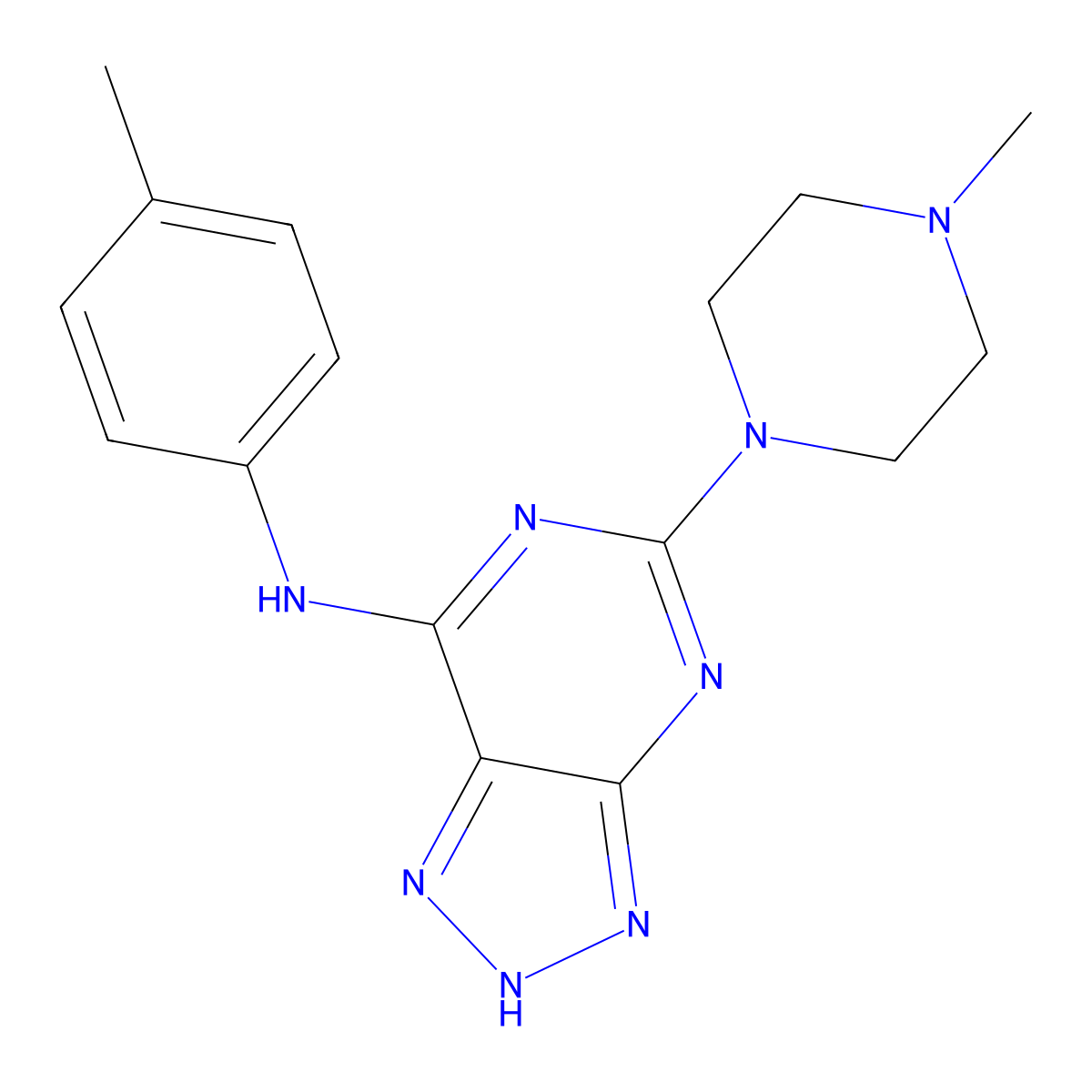 5-(4-methylpiperazin-1-yl)-N-(p-tolyl)-3H-[1,2,3]triazolo[4,5-d]pyrimidin-7-amine molecular structure, CAS 1286714-63-3