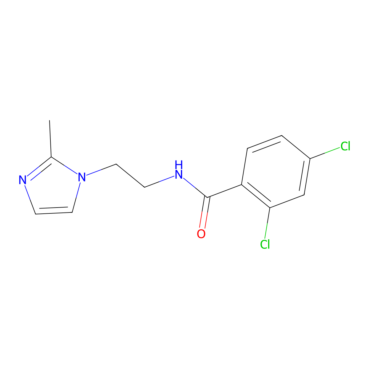 2,4-dichloro-N-(2-(2-methyl-1H-imidazol-1-yl)ethyl)benzamide molecular structure, CAS 1286714-64-4