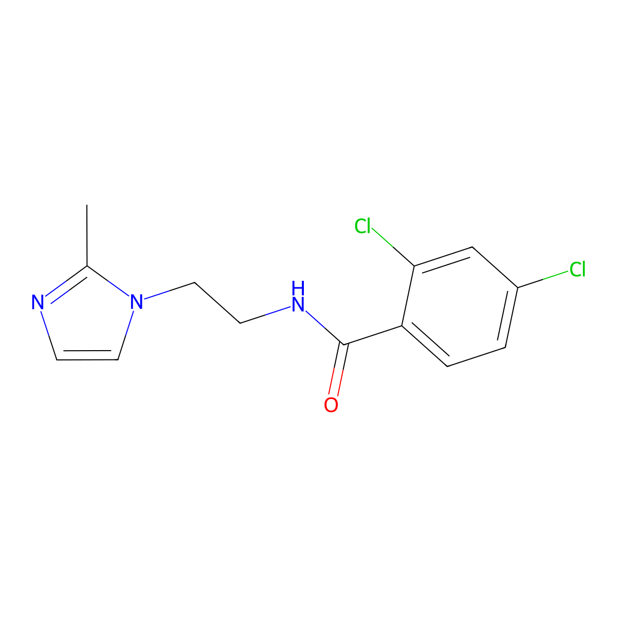 2,4-dichloro-N-(2-(2-methyl-1H-imidazol-1-yl)ethyl)benzamide molecular structure, CAS 1286714-64-4