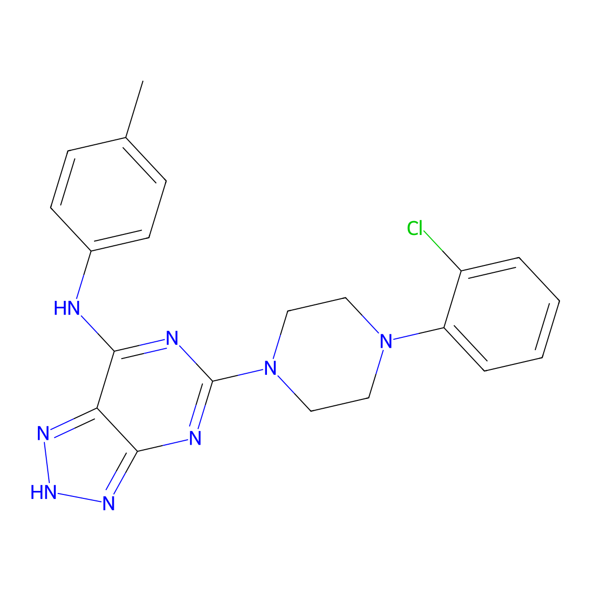 5-[4-(2-chlorophenyl)piperazin-1-yl]-N-(4-methylphenyl)-3H-[1,2,3]triazolo[4,5-d]pyrimidin-7-amine molecular structure, CAS 1286714-65-5