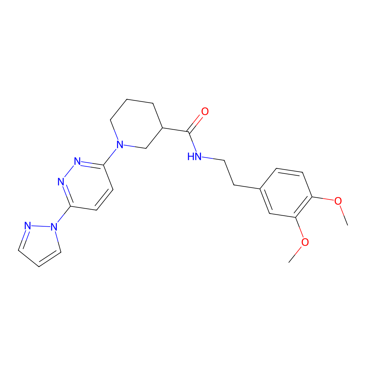 1-(6-(1H-pyrazol-1-yl)pyridazin-3-yl)-N-(3,4-dimethoxyphenethyl)piperidine-3-carboxamide molecular structure, CAS 1286714-70-2