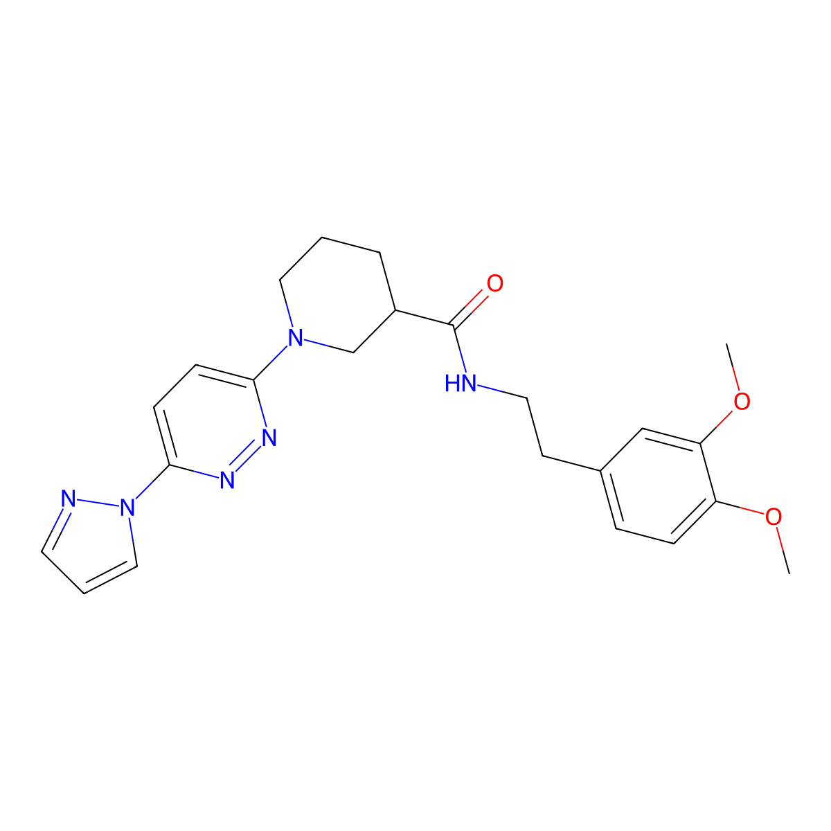 1-(6-(1H-pyrazol-1-yl)pyridazin-3-yl)-N-(3,4-dimethoxyphenethyl)piperidine-3-carboxamide molecular structure, CAS 1286714-70-2