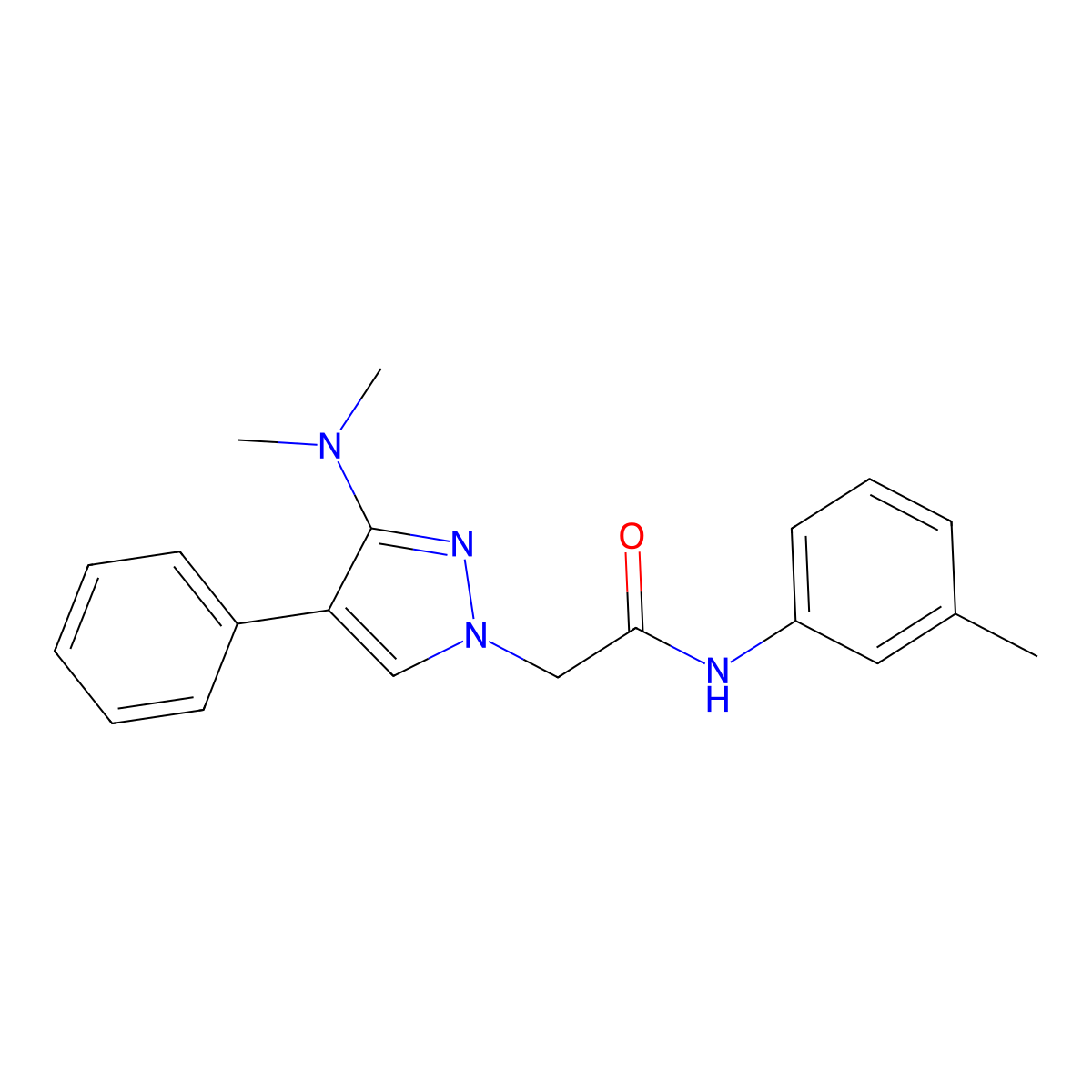 2-(3-(dimethylamino)-4-phenyl-1H-pyrazol-1-yl)-N-(m-tolyl)acetamide molecular structure, CAS 1286714-71-3
