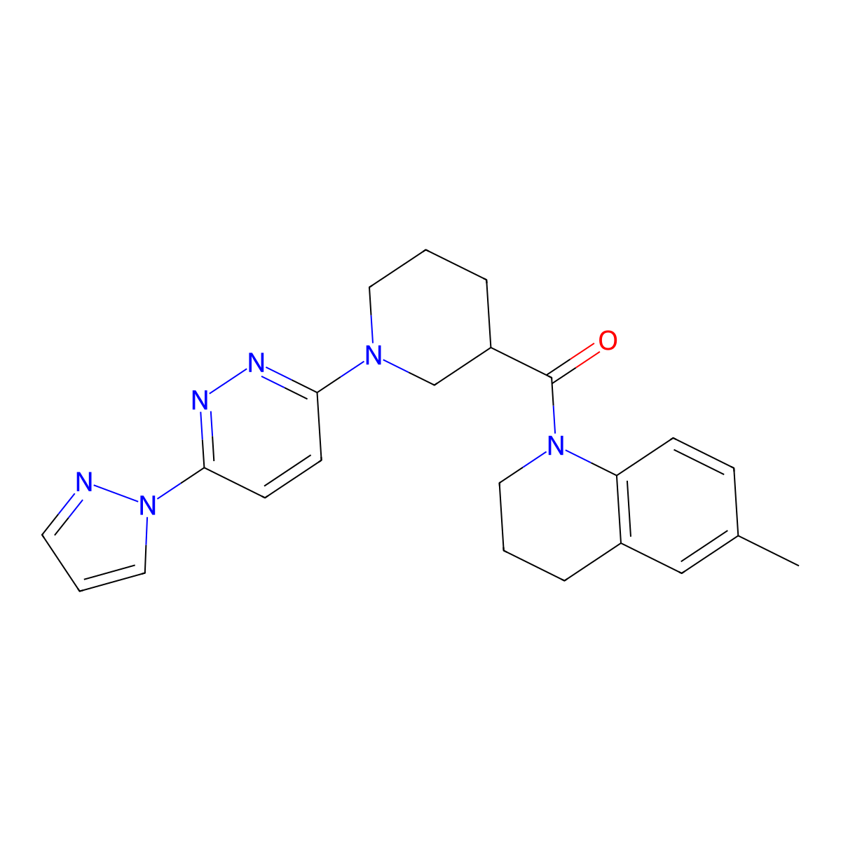 (1-(6-(1H-pyrazol-1-yl)pyridazin-3-yl)piperidin-3-yl)(6-methyl-3,4-dihydroquinolin-1(2H)-yl)methanone molecular structure, CAS 1286714-72-4
