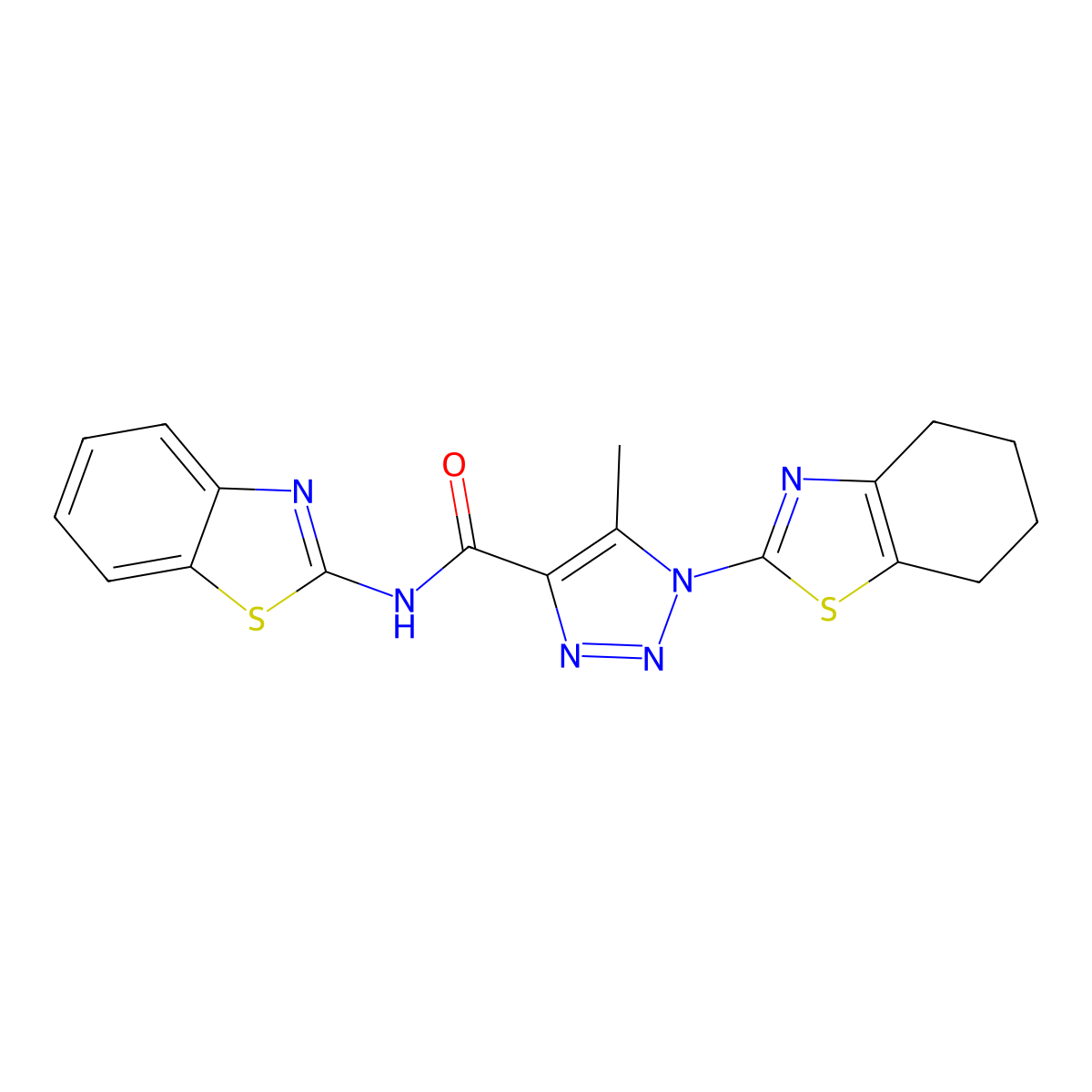 N-(benzo[d]thiazol-2-yl)-5-methyl-1-(4,5,6,7-tetrahydrobenzo[d]thiazol-2-yl)-1H-1,2,3-triazole-4-carboxamide molecular structure, CAS 1286714-75-7