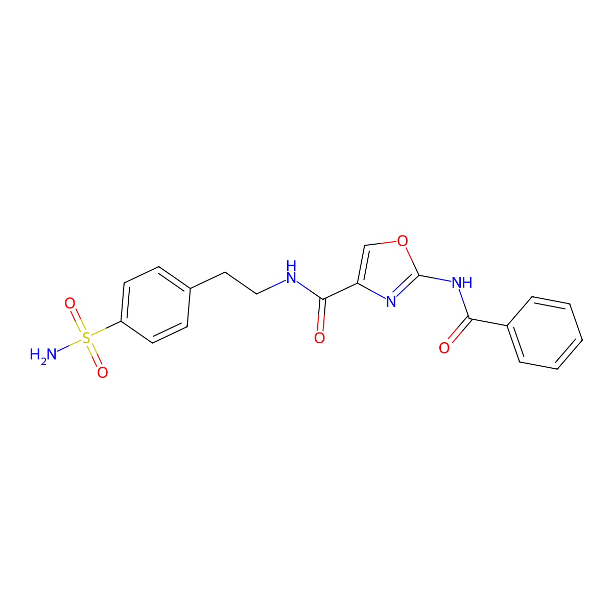 2-benzamido-N-(4-sulfamoylphenethyl)oxazole-4-carboxamide molecular structure, CAS 1286714-79-1