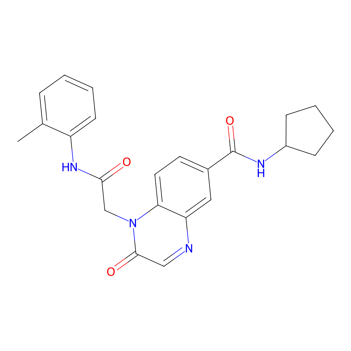 N-cyclopentyl-2-oxo-1-(2-oxo-2-(o-tolylamino)ethyl)-1,2-dihydroquinoxaline-6-carboxamide molecular structure, CAS 1286714-84-8