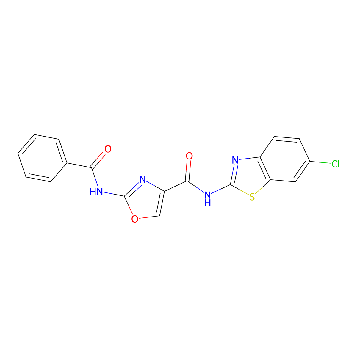 2-benzamido-N-(6-chlorobenzo[d]thiazol-2-yl)oxazole-4-carboxamide molecular structure, CAS 1286714-85-9