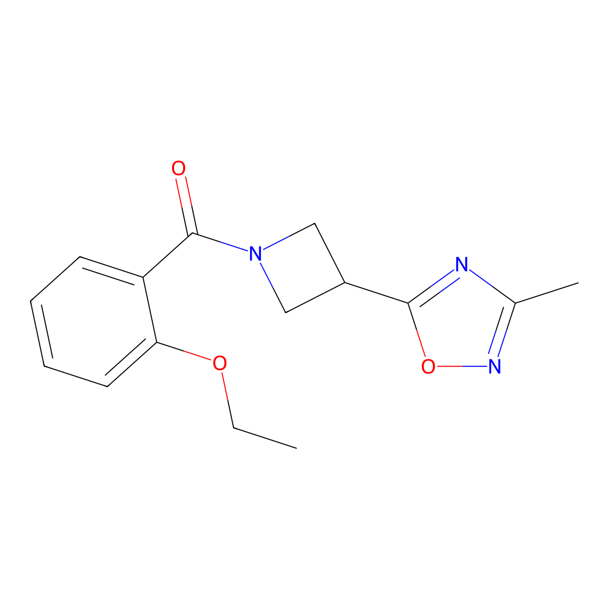 (2-Ethoxyphenyl)(3-(3-methyl-1,2,4-oxadiazol-5-yl)azetidin-1-yl)methanone molecular structure, CAS 1286714-86-0