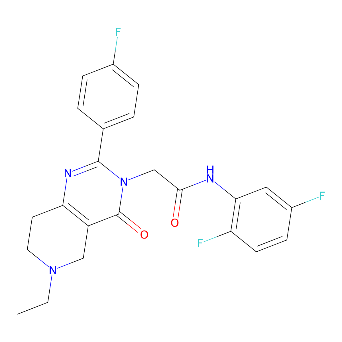 N-(2,5-difluorophenyl)-2-[6-ethyl-2-(4-fluorophenyl)-4-oxo-7,8-dihydro-5H-pyrido[4,3-d]pyrimidin-3-yl]acetamide molecular structure, CAS 1286714-92-8