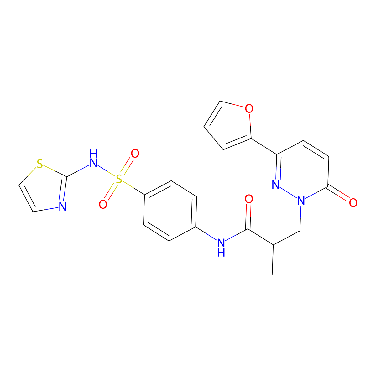 3-(3-(furan-2-yl)-6-oxopyridazin-1(6H)-yl)-2-methyl-N-(4-(N-(thiazol-2-yl)sulfamoyl)phenyl)propanamide molecular structure, CAS 1286716-75-3