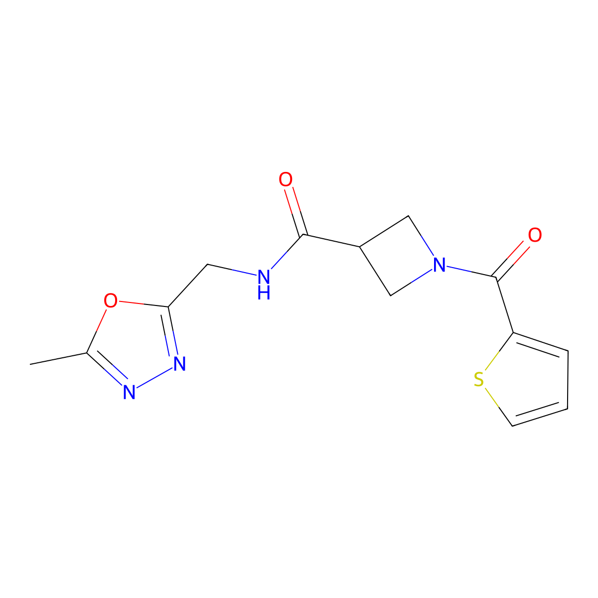 N-[(5-methyl-1,3,4-oxadiazol-2-yl)methyl]-1-(thiophene-2-carbonyl)azetidine-3-carboxamide molecular structure, CAS 1286716-80-0