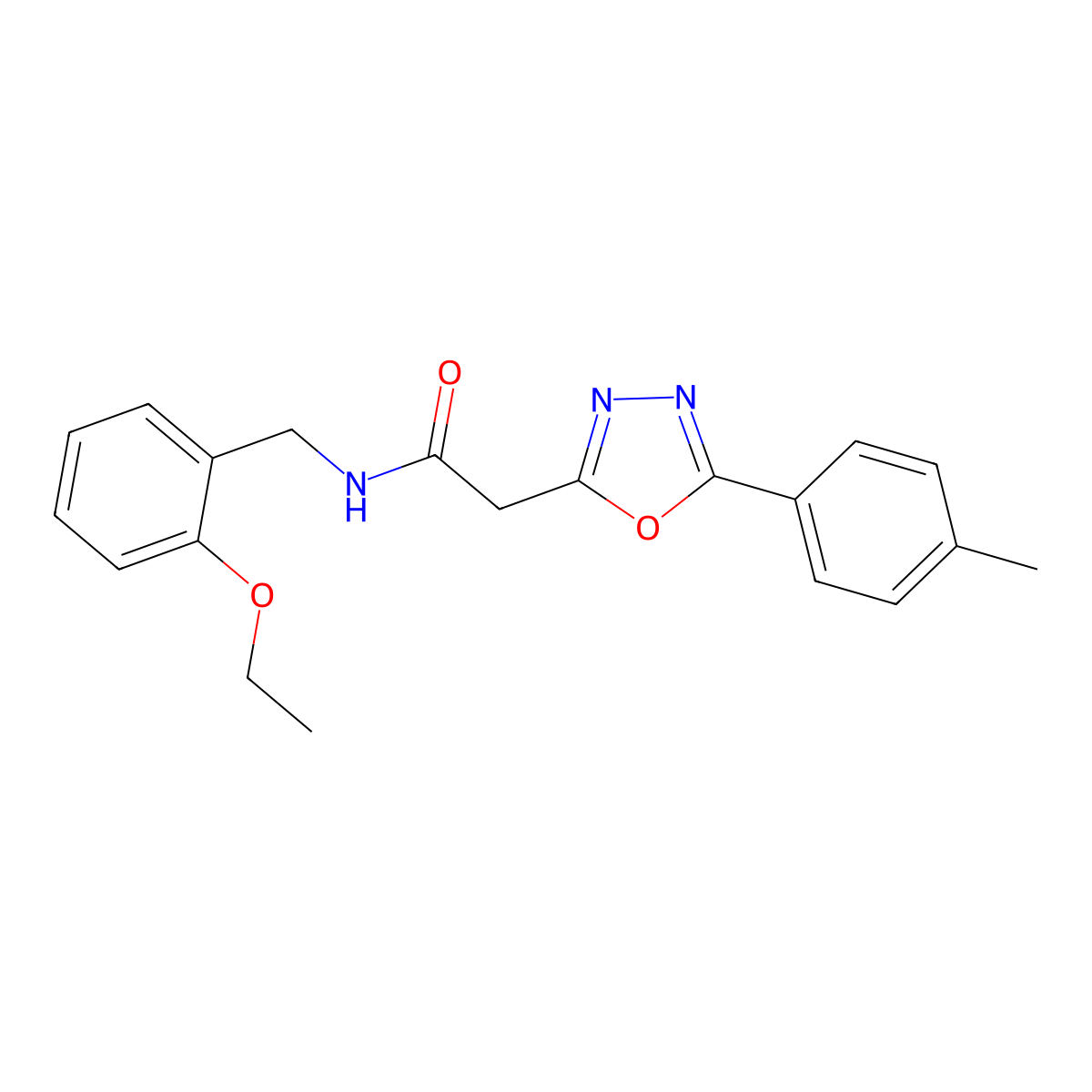 N-(2-ethoxybenzyl)-2-(5-(p-tolyl)-1,3,4-oxadiazol-2-yl)acetamide molecular structure, CAS 1286716-84-4