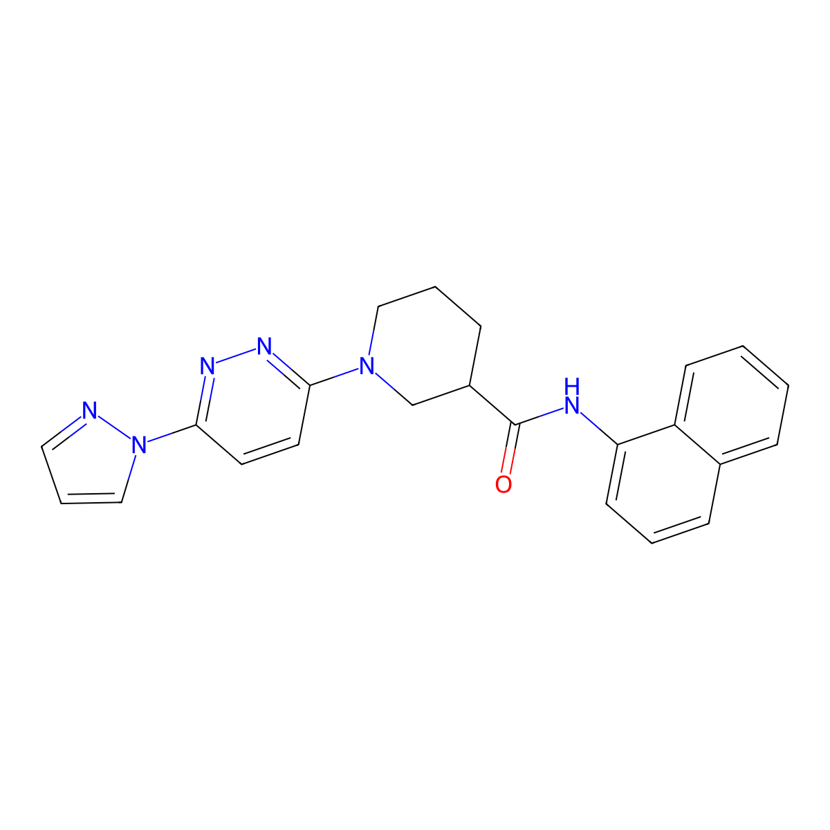 1-(6-(1H-pyrazol-1-yl)pyridazin-3-yl)-N-(naphthalen-1-yl)piperidine-3-carboxamide molecular structure, CAS 1286716-95-7